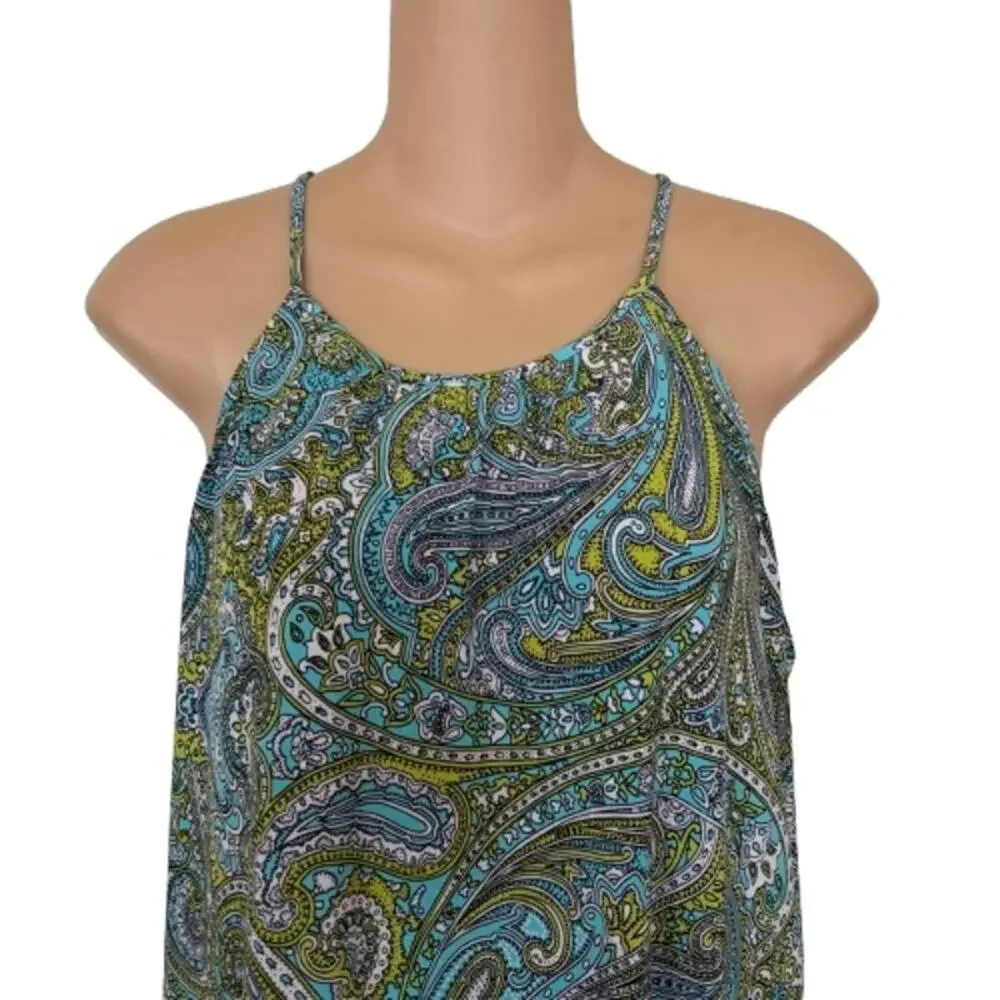 Michael Michael Kors Women's Print Dress NWT Sz Large Blue Green‎ Sleeveless